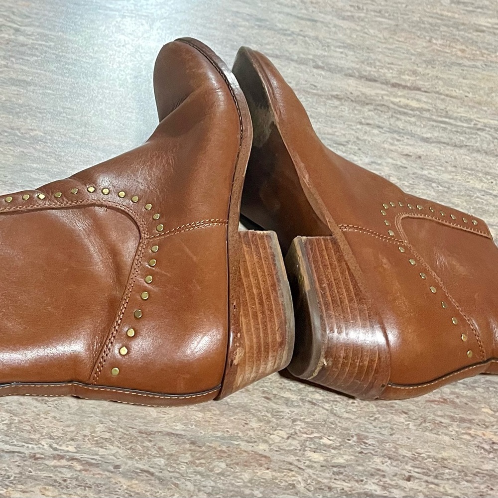 Coach tan leather ankle boots with studs - Picture 10 of 15